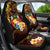 Tonga Ngatu and Hibiscus with Polynesian Tattoo Car Seat Cover Gold and Oxblood Color