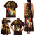 Tonga Ngatu and Hibiscus with Polynesian Tattoo Family Matching Tank Maxi Dress and Hawaiian Shirt Gold and Oxblood Color