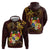 Tonga Ngatu and Hibiscus with Polynesian Tattoo Hoodie Gold and Oxblood Color