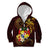 Tonga Ngatu and Hibiscus with Polynesian Tattoo Kid Hoodie Gold and Oxblood Color