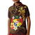 Tonga Ngatu and Hibiscus with Polynesian Tattoo Kid Polo Shirt Gold and Oxblood Color