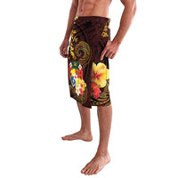 Tonga Ngatu and Hibiscus with Polynesian Tattoo Lavalava Gold and Oxblood Color LT03 - Polynesian Pride