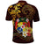 Tonga Ngatu and Hibiscus with Polynesian Tattoo Polo Shirt Gold and Oxblood Color