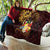 Tonga Ngatu and Hibiscus with Polynesian Tattoo Quilt Gold and Oxblood Color