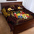 Tonga Ngatu and Hibiscus with Polynesian Tattoo Quilt Bed Set Gold and Oxblood Color