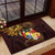 Tonga Ngatu and Hibiscus with Polynesian Tattoo Rubber Doormat Gold and Oxblood Color