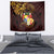 Tonga Ngatu and Hibiscus with Polynesian Tattoo Tapestry Gold and Oxblood Color