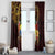 Tonga Ngatu and Hibiscus with Polynesian Tattoo Window Curtain Gold and Oxblood Color