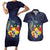 Tonga Vava'u Humpback Whale Blue Water Couples Matching Short Sleeve Bodycon Dress and Hawaiian Shirt Polynesian Hibiscus Flowers