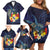 Tonga Vava'u Humpback Whale Blue Water Family Matching Off Shoulder Short Dress and Hawaiian Shirt Polynesian Hibiscus Flowers