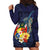 Tonga Vava'u Humpback Whale Blue Water Hoodie Dress Polynesian Hibiscus Flowers