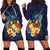 Tonga Vava'u Humpback Whale Blue Water Hoodie Dress Polynesian Hibiscus Flowers