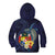 Tonga Vava'u Humpback Whale Blue Water Kid Hoodie Polynesian Hibiscus Flowers