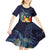 Tonga Vava'u Humpback Whale Blue Water Kid Short Sleeve Dress Polynesian Hibiscus Flowers