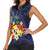 Tonga Vava'u Humpback Whale Blue Water Women Sleeveless Polo Shirt Polynesian Hibiscus Flowers