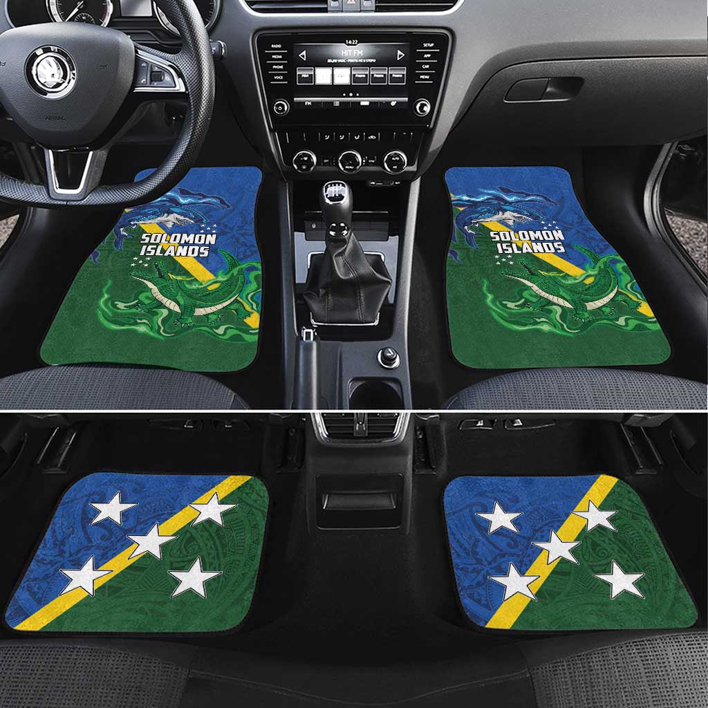 Solomon Islands Polynesian Tribal Shark and Crocodile Car Mats