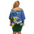 Solomon Islands Polynesian Tribal Shark and Crocodile Family Matching Off Shoulder Short Dress and Hawaiian Shirt