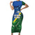 Solomon Islands Polynesian Tribal Shark and Crocodile Family Matching Short Sleeve Bodycon Dress and Hawaiian Shirt