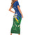 Solomon Islands Polynesian Tribal Shark and Crocodile Family Matching Short Sleeve Bodycon Dress and Hawaiian Shirt