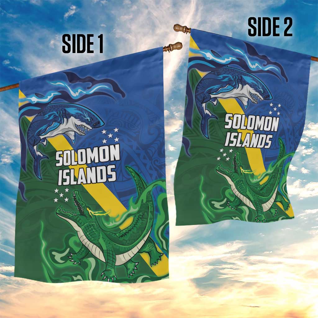 Solomon Islands Polynesian Tribal Shark and Crocodile Garden Flag