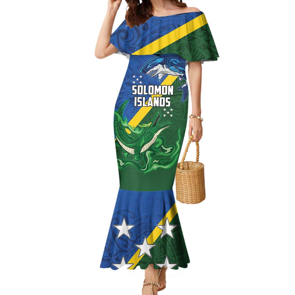 Solomon Islands Polynesian Tribal Shark and Crocodile Mermaid Dress