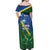 Solomon Islands Polynesian Tribal Shark and Crocodile Off Shoulder Maxi Dress