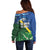 Solomon Islands Polynesian Tribal Shark and Crocodile Off Shoulder Sweater