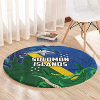 Solomon Islands Polynesian Tribal Shark and Crocodile Round Carpet