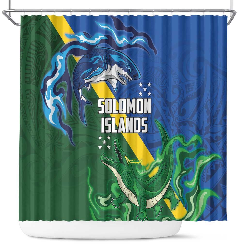 Solomon Islands Polynesian Tribal Shark and Crocodile Shower Curtain