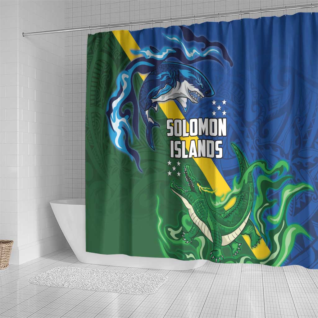 Solomon Islands Polynesian Tribal Shark and Crocodile Shower Curtain
