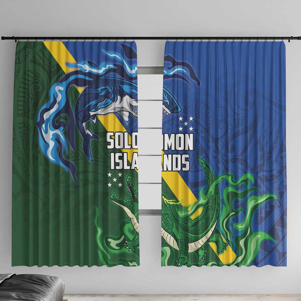 Solomon Islands Polynesian Tribal Shark and Crocodile Window Curtain