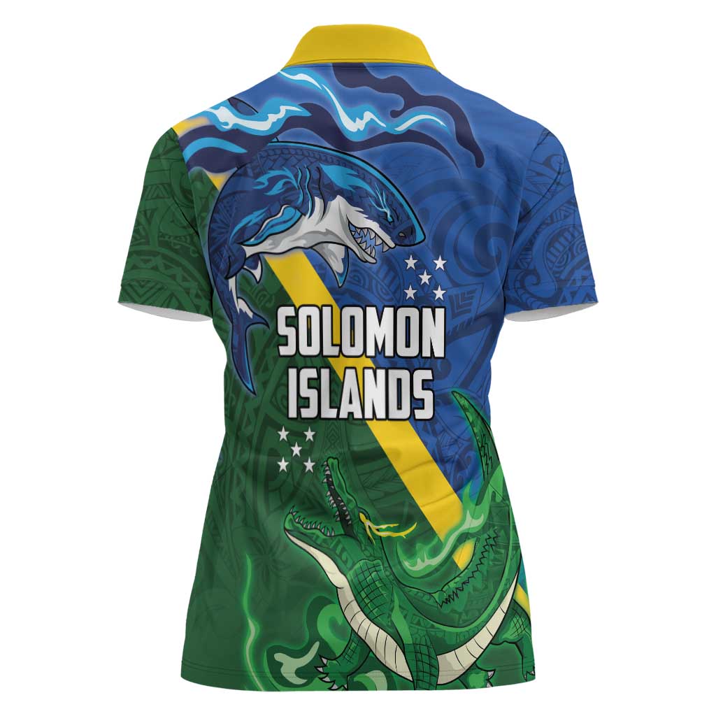 Solomon Islands Polynesian Tribal Shark and Crocodile Women Polo Shirt