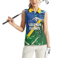 Solomon Islands Polynesian Tribal Shark and Crocodile Women Sleeveless Polo Shirt