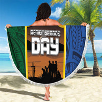 Solomon Islands Remembrance Day Beach Blanket Lest We Forget and Polynesian Tattoo Pattern