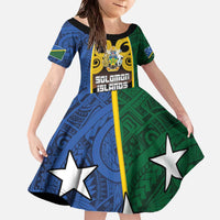 Solomon Islands Remembrance Day Family Matching Off The Shoulder Long Sleeve Dress and Hawaiian Shirt Lest We Forget and Polynesian Tattoo Pattern