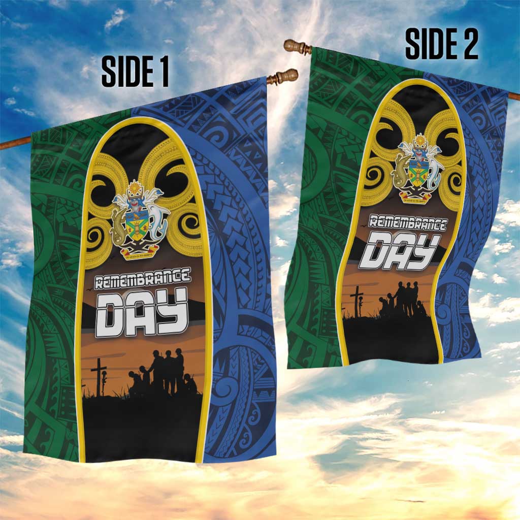 Solomon Islands Remembrance Day Garden Flag Lest We Forget and Polynesian Tattoo Pattern