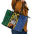 Solomon Islands Remembrance Day Leather Tote Bag Lest We Forget and Polynesian Tattoo Pattern