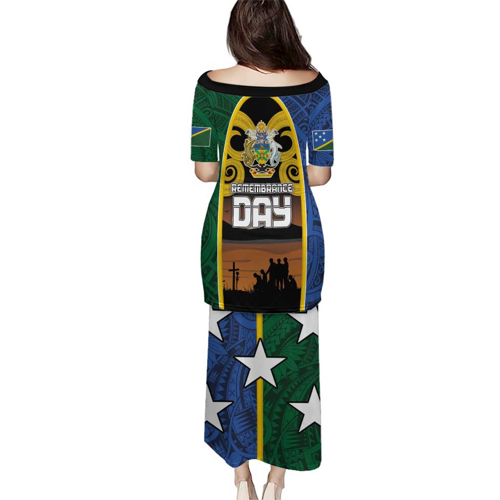 Solomon Islands Remembrance Day Puletasi Lest We Forget and Polynesian Tattoo Pattern