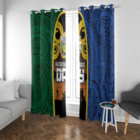 Solomon Islands Remembrance Day Window Curtain Lest We Forget and Polynesian Tattoo Pattern