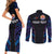 Personalised Tahiti Triathlon Polynesian Pattern Couples Matching Short Sleeve Bodycon Dress and Long Sleeve Button Shirt