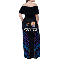 Personalised Tahiti Triathlon Polynesian Pattern Family Matching Off Shoulder Maxi Dress and Hawaiian Shirt