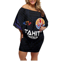 Personalised Tahiti Triathlon Polynesian Pattern Family Matching Off Shoulder Short Dress and Hawaiian Shirt