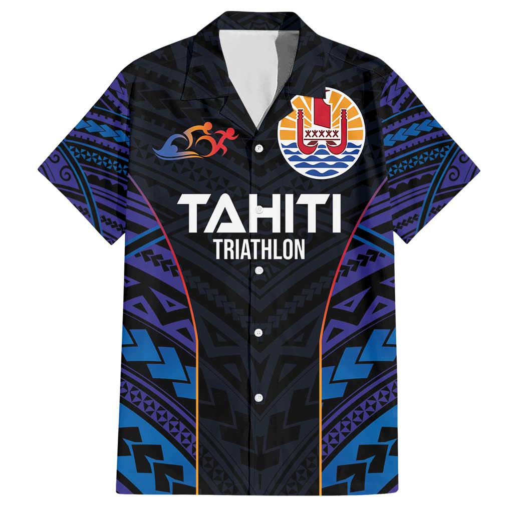 Personalised Tahiti Triathlon Polynesian Pattern Hawaiian Shirt