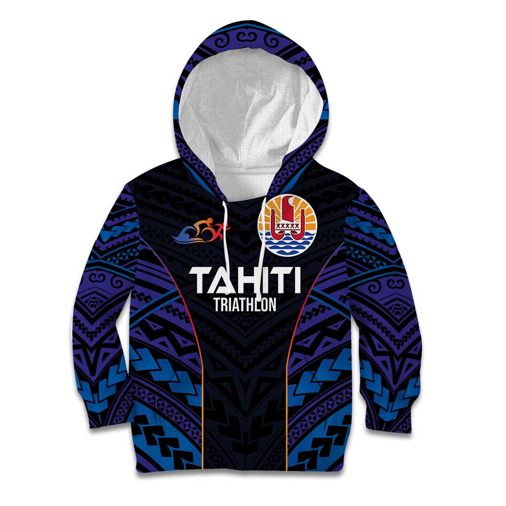 Personalised Tahiti Triathlon Polynesian Pattern Kid Hoodie