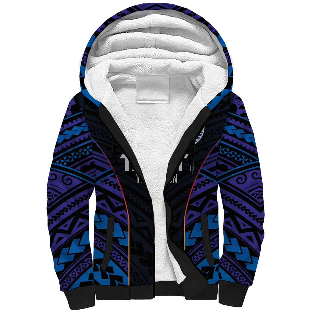 Personalised Tahiti Triathlon Polynesian Pattern Sherpa Hoodie