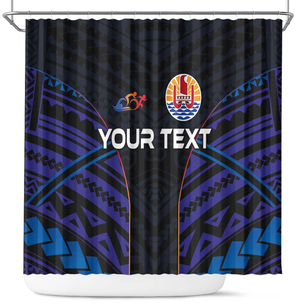 Personalised Tahiti Triathlon Polynesian Pattern Shower Curtain