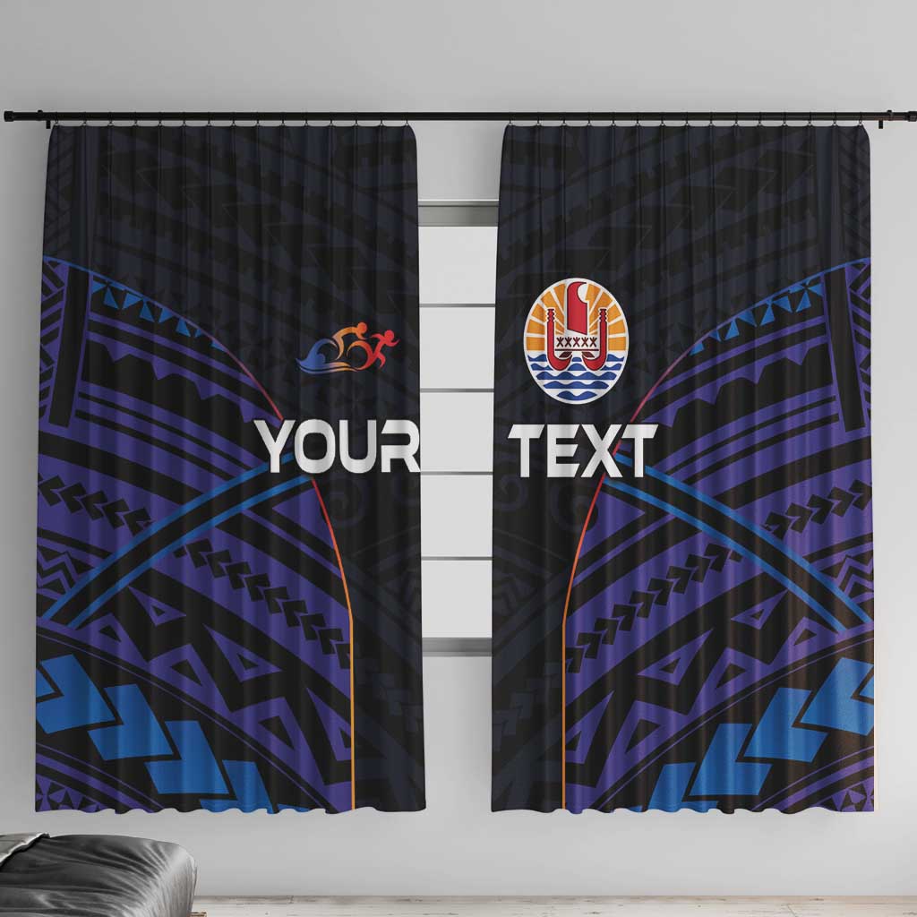 Personalised Tahiti Triathlon Polynesian Pattern Window Curtain