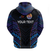 Personalised Tahiti Triathlon Polynesian Pattern Zip Hoodie
