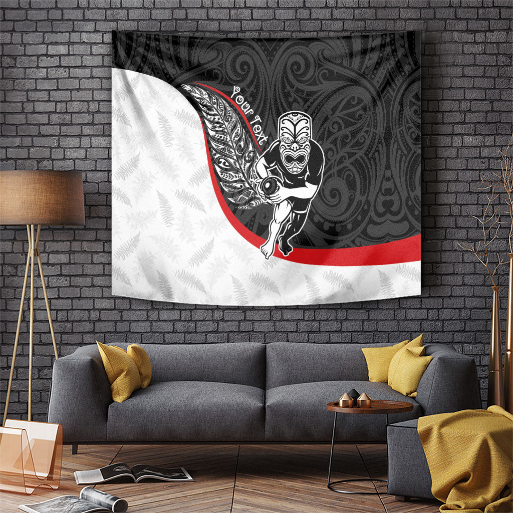Personalised Aotearoa Lawn Bowls Tapestry Maori Warrior and Silver Fern Sporty Style