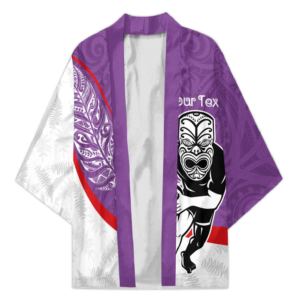 Personalised Aotearoa Lawn Bowls Kimono Maori Warrior and Silver Fern Sporty Style Purple LT03 Unisex Purple - Polynesian Pride